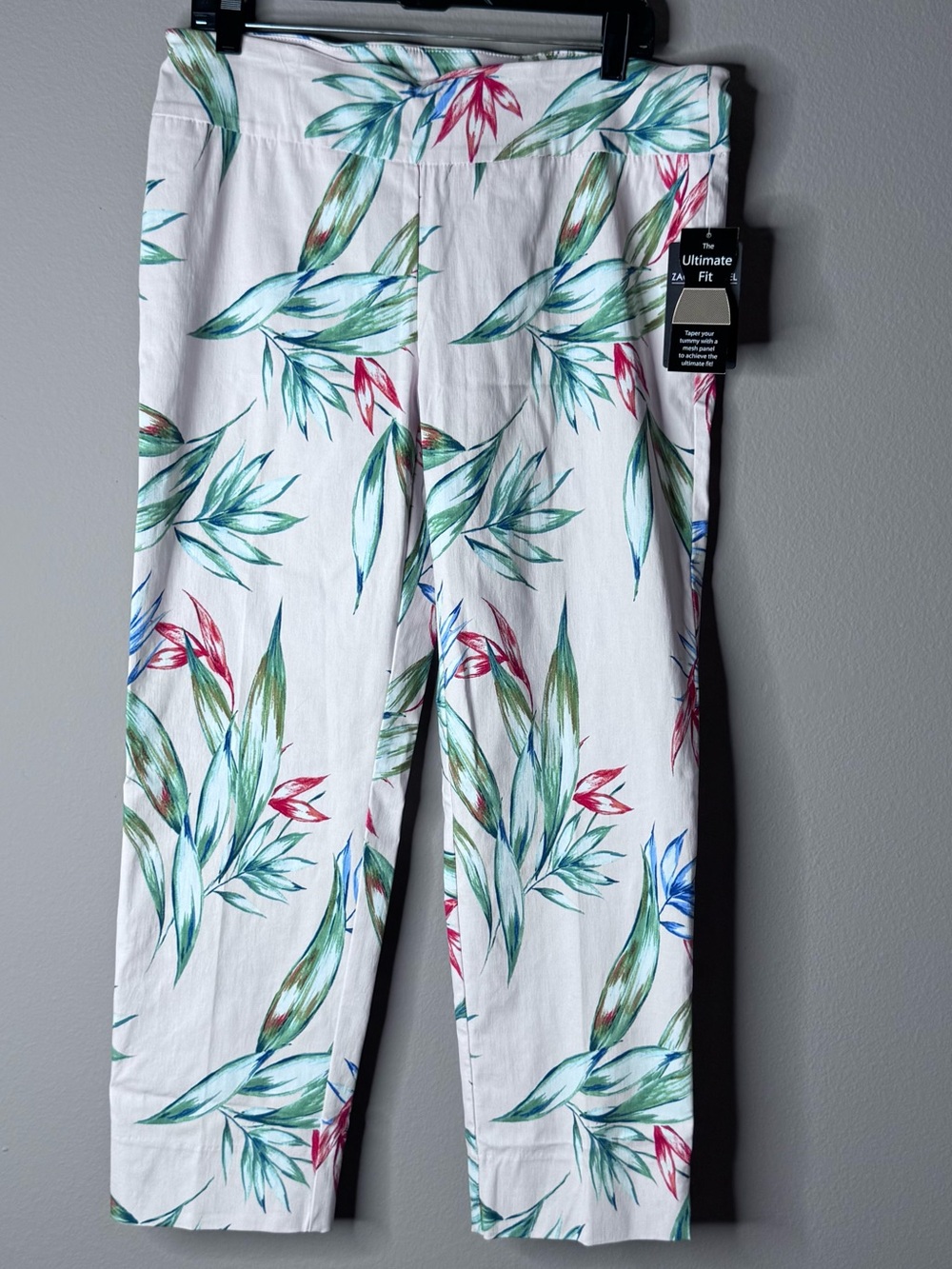 New Zac & Rachel Floral Print White Pull-On Pants Sz 12 - Picture 2 of 10